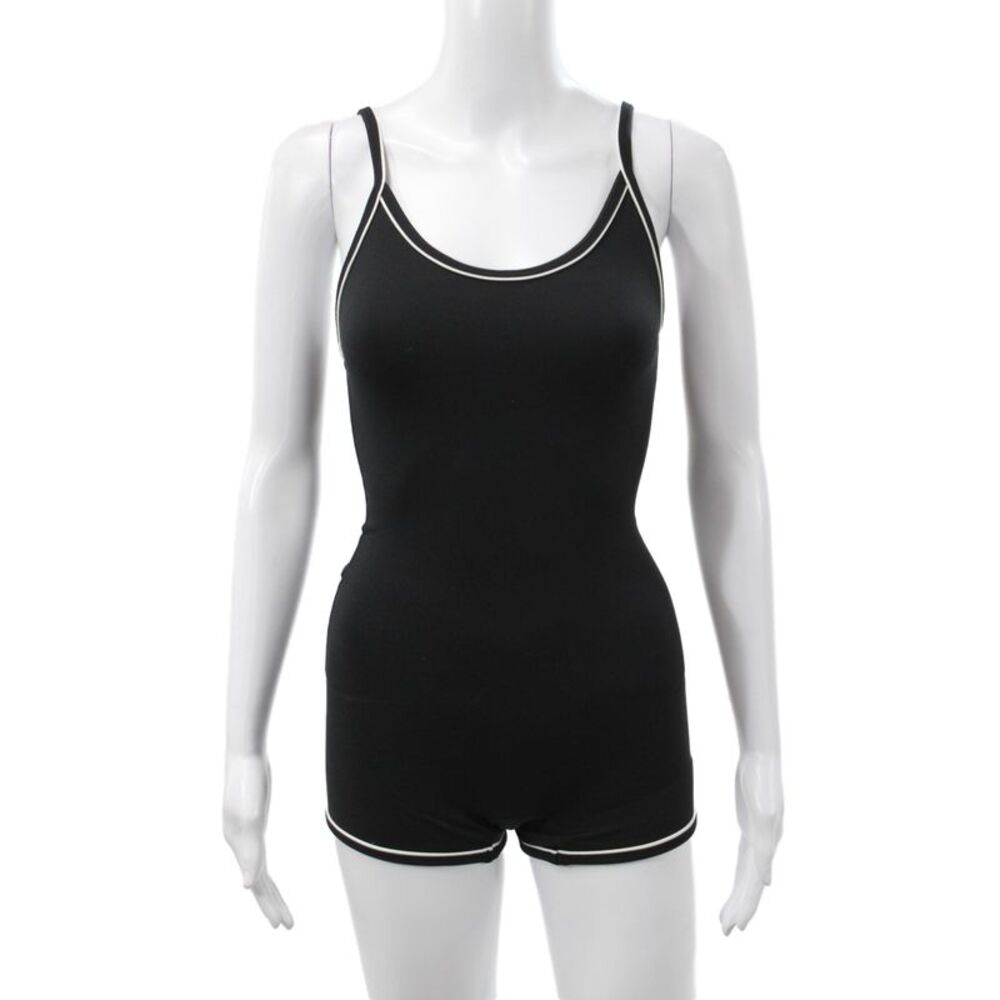Set Women One Piece Bodysuit Black Sleeveless Scoop Neck Athleisure Size S